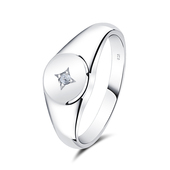 Round Plain Shape with Blink CZ Stone Silver Ring NSR-4042